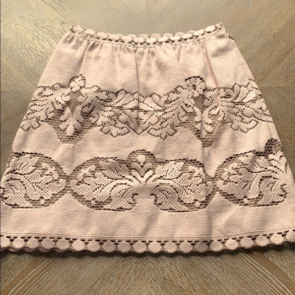 VALENTINO Tan Embroidered Skirt 42 - Picture 2 of 11